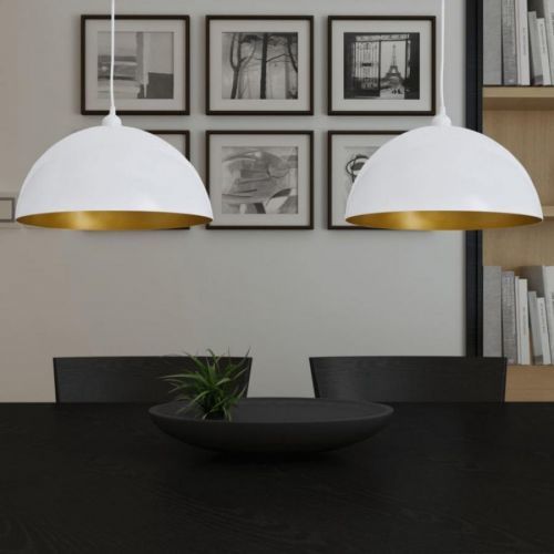 Závesná lampa s nastaviteľnou výškou 2 ks kov Dekorhome Biela
