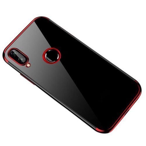 Puzdro Clear Color s farebným lemom pre Huawei P Smart 2019  - Červená KP10792