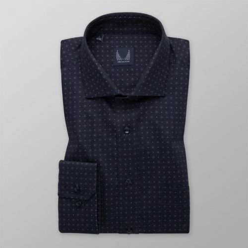 Pánske tričko slim fit tmavomodrá farba s bodkovaným vzorom 13131