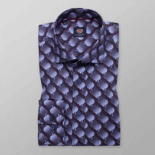 Pánska košeľa slim fit modrej farby s orientálnym vzorom 13137