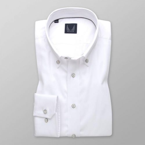 Pánska košeľa slim fit bielej farby s hladkým vzorom 13142