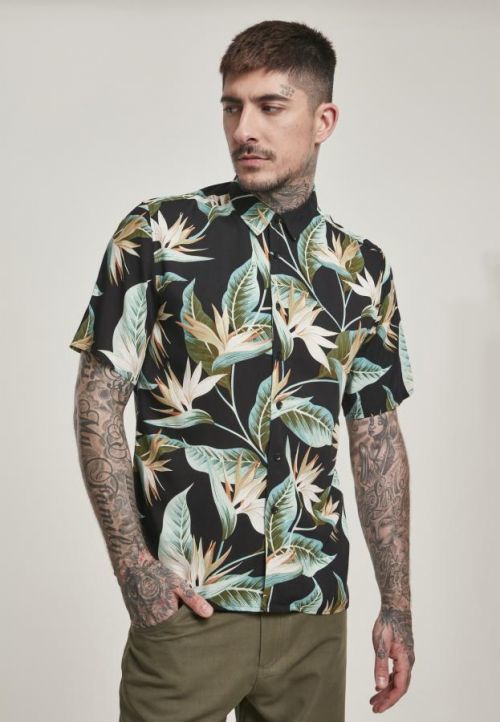 Urban Classics Blossoms Resort Shirt black/blossom - L