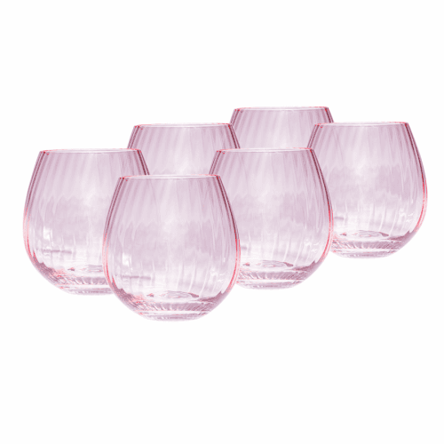Sklenice na vodu, set 6 ks, 350 ml, růžová, CELESTE TYP 2