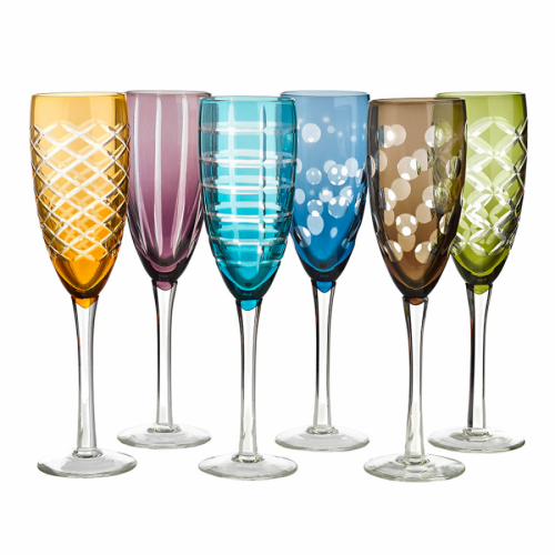 Sklenice na šampaňské, set 6 ks, 300 ml, mix barev, GAIRA TYP 3