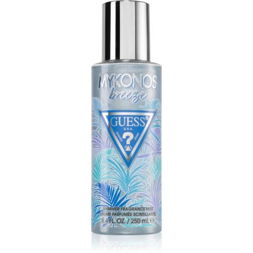 Guess Mykonos Breeze parfémovaný telový sprej s trblietkami pre ženy 250 ml