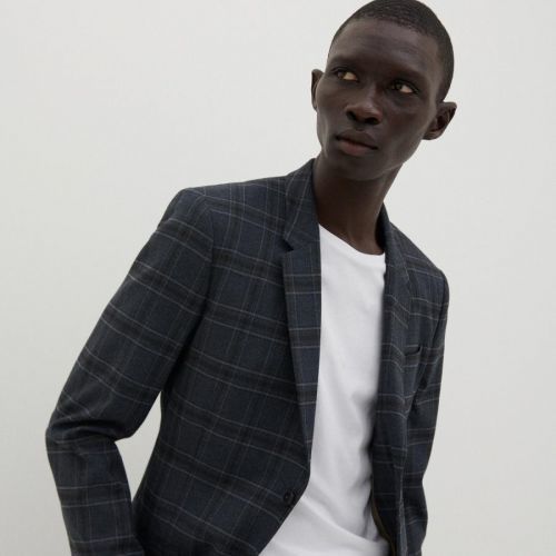 Reserved - Károvaný blejzer slim fit - Tmavomodrá