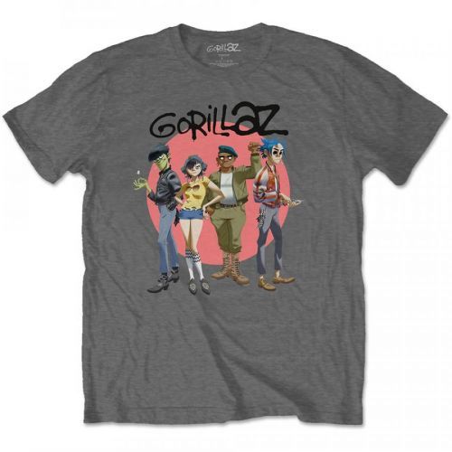 Gorillaz - Tričko Group Circle Rise - Unisex, Šedá, XXL