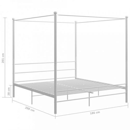 Posteľ s nebesami biely kov Dekorhome 120 x 200 cm