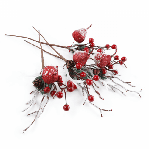 Vánoční větvičky, set 4 ks, 30x10 cm, bílá/červená, GREN SET TYP 1