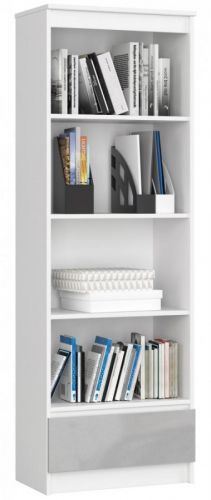 Regál Rexa 60 cm 1 šuplík a 4 police bílý/šedý