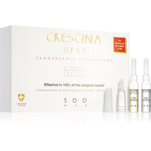 Crescina Transdermic 500 Re-Growth and Anti-Hair Loss starostlivosť pre podporu rastu a proti vypadávaniu vlasov pre mužov 20x3,5 ml