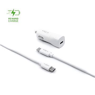 FIXED Car s USB-C výstupom a USB-C/USB-C kábla podpora PD 1 m 18 W biela