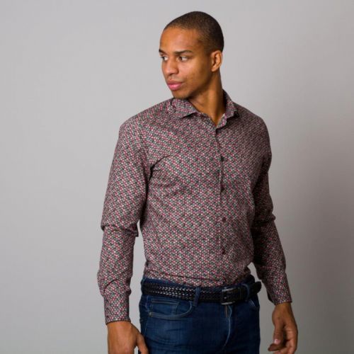 Pánska košeľa slim fit s farebným bodkovaným vzorom 13185