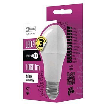 EMOS LED žiarovka Classic A60 10,5 W E27 neutrálna biela