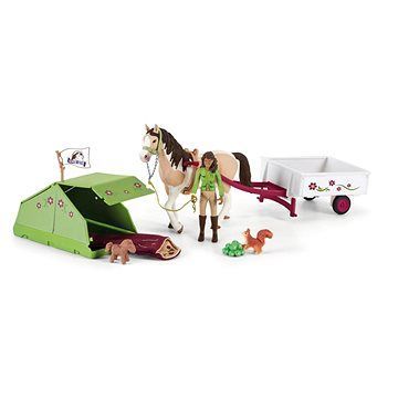 Schleich Sarah s koníkom a zvieratkami kempujú