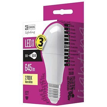 EMOS LED žiarovka Classic A60 8 W E27 teplá biela