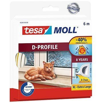 tesamoll Gumové tesnenie, biele, D profil, 6 m