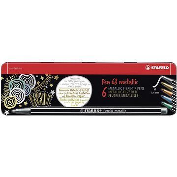 STABILO Pen 68 metallic, 6 ks, kovové puzdro