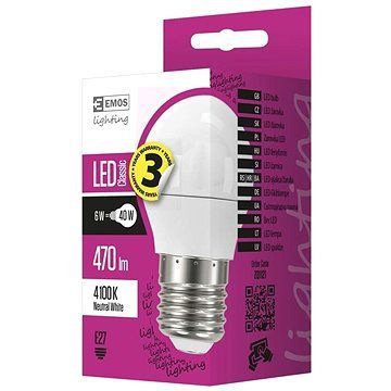 EMOS LED žiarovka Classic Mini Globe 6W E27 neutrálna biela