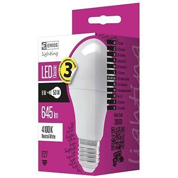 EMOS LED žiarovka Classic A60 8 W E27 neutrálna biela