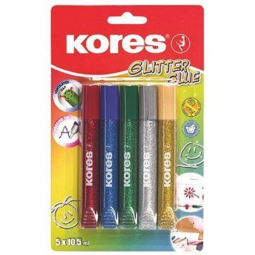 KORES Glitter glue 5× 10,5 ml, s trblietkami