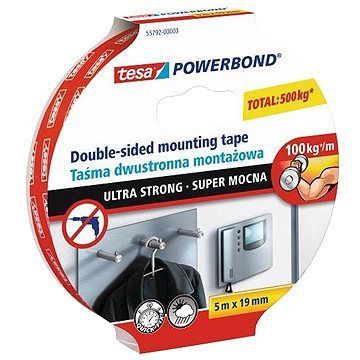 TESA Powerbond Ultra Strong, obojstranná montážna páska, biela, 5 m: 19 mm