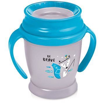 LOVI Hrnček 360° JUNIOR 250 ml s úchytmi INDIAN – modrý