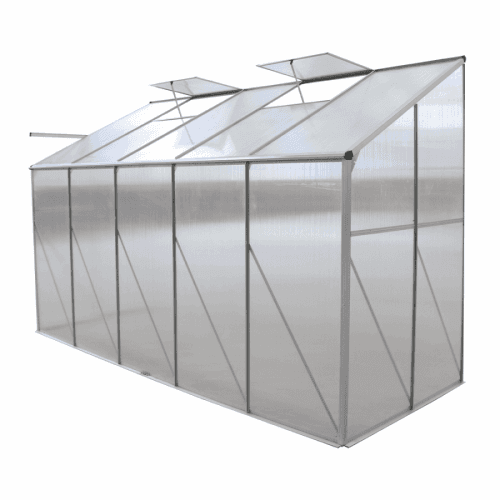 Zahradní skleník ke stěně, polykarbonát, 122x313x199 cm, MABON TYP 3