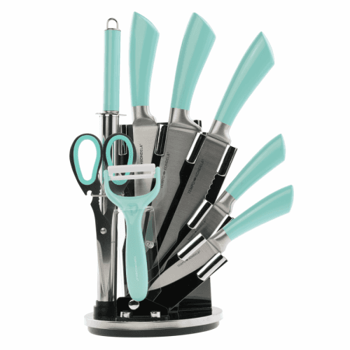 Sada nožů, set 9 ks, ve stojanu, neo mint, JARYN