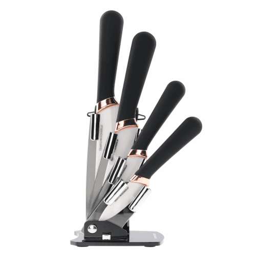 Sada nožů, set 6 ks, ve stojanu, černá/rose gold, KALTI
