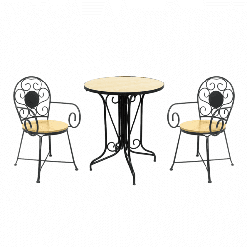 Zahradní 3-dílný set, černá/dub, ZALVEO