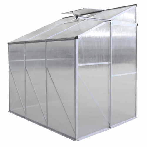 Zahradní skleník ke stěně, polykarbonát, 122x191x199 cm, MABON TYP 1