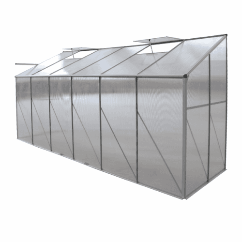 Zahradní skleník ke stěně, polykarbonát, 122x374x199 cm, MABON TYP 4