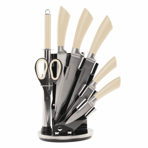 Sada nožů, set 8 ks, ve stojanu, vanilka, JASER
