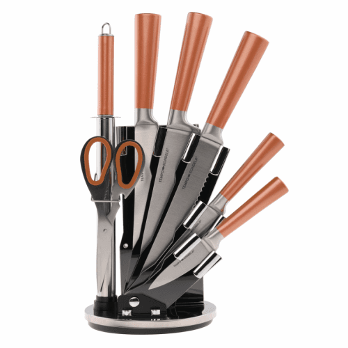 Sada nožů, set 8 ks, ve stojanu, rose gold, LEROJ