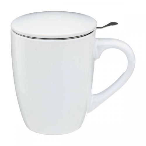 Hrnek s pokličkou a sítkem Lian 320 ml bílý