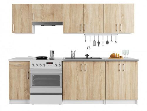 Kuchynská linka Lima 2,4 m biela/dub sonoma