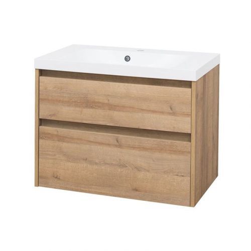 MEREO MEREO - Opto, kúpeľňová skrinka, umyvadlo litý mramor, dub, 2 zásuvky, 810x580x458 mm CN921M