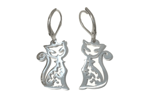 Náušnice s mačkou II - chirurgická oceľ - 2 veľkosti číslo: větší - kočka 2,3 x 1,2 cm