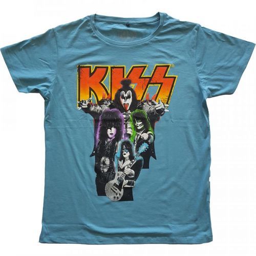 Kiss - Tričko Neon Band - Muž, Unisex, Modrá, L