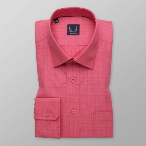 Pánska slim fit košeľa koralovej farby s pepito vzorom 13226