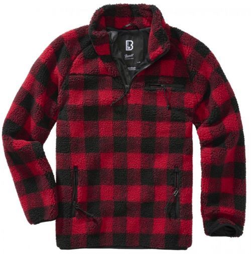 Bunda fleecová Brandit Teddyfleece Troyer - červená-čierna, XXL