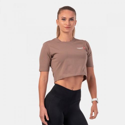 NEBBIA Dámske tričko Crop Top Minimalist Logo Brown  XS