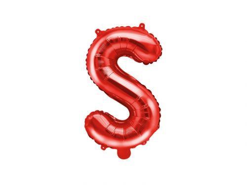 PartyDeco Fóliový balón Mini - Písmeno S 35 cm červený