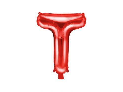 PartyDeco Fóliový balón Mini - Písmeno T 35 cm červený