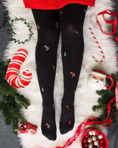 Hrubšie dámske vzorované pančuchové nohavice CHRISTMAS TIGHTS NERO 2