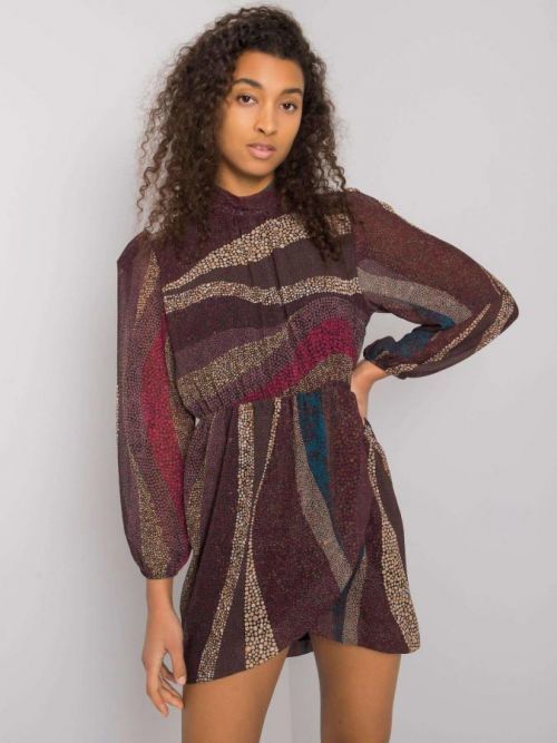 FRESH MADE Hnedé dlhé vzorované šaty ONE SIZE