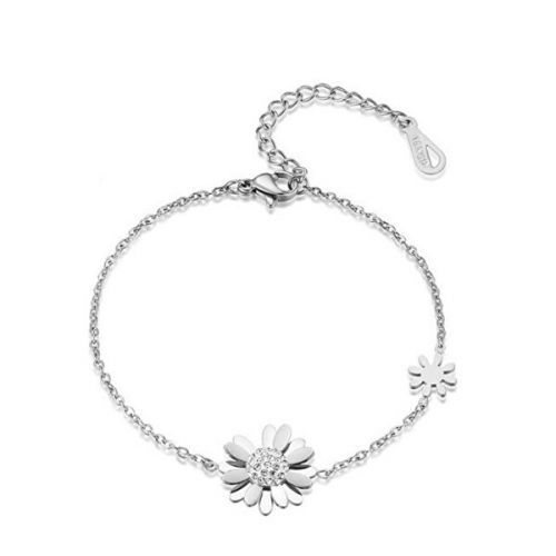 Troli Pôvabný oceľový náramok s kvietkami VSB006S-PET