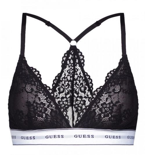 GUESS - čierna čipkovaná trojuholníková podprsenka