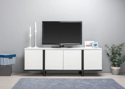 Byvaj s nami SK, KVATRO stolík pod TV, biela/čierna
